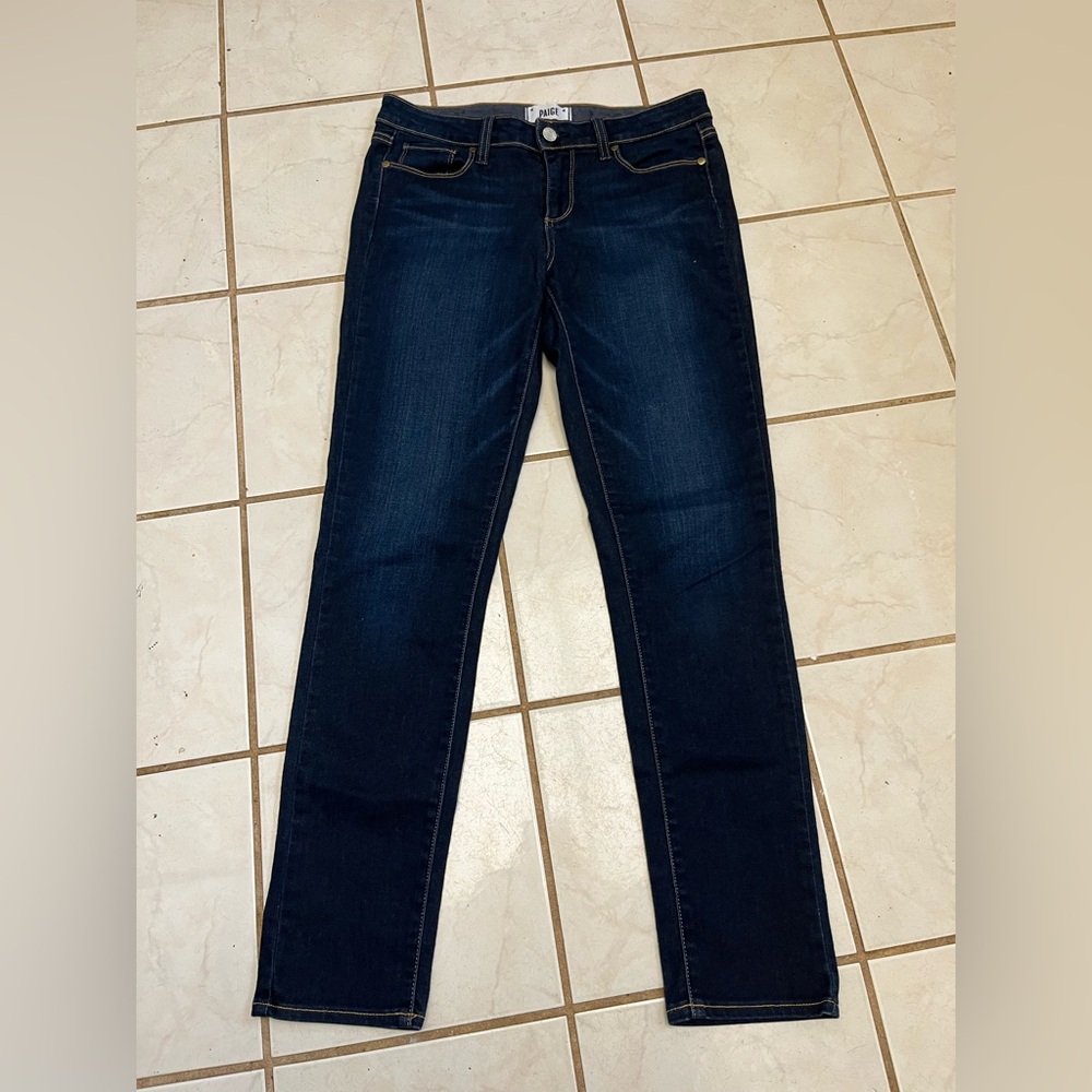 PAIGE NEW! Women's Dark Wash SKYLINE SKINNY Jeans in Surface Sz 29
